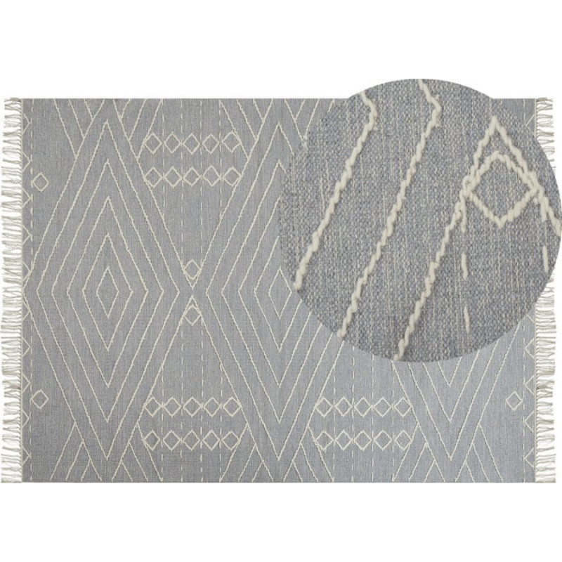 Beliani Lumarko Dywan bawełniany 160 x 230 cm biało-szary KHENIFRA!