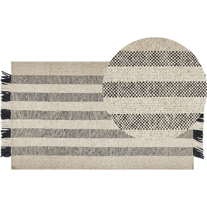 Beliani Dywan wełniany 80 x 150 cm złamana biel z czarnym TACETTIN Lumarko!