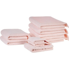 Beliani Komplet 9 ręczników bawełnianych frotte różowy ATIU Lumarko!