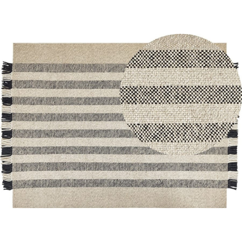 Beliani Dywan wełniany 160 x 230 cm złamana biel z czarnym TACETTIN Lumarko!