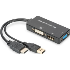 Assmann Adapter AV Assmann DisplayPort - HDMI - D-Sub (VGA) - DVI czarny (AK-330403-002-S)