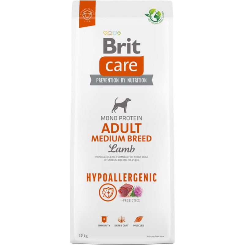 Brit Care Hypoallergenic Adult Medium Breed Lamb - dry dog food - 12 kg