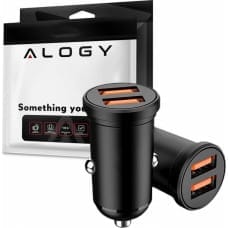 Alogy Ładowarka Alogy Alogy Mini Ładowarka samochodowa do auta 2x USB-A 48W QuickCharge 3.0 Czarna uniwersalny