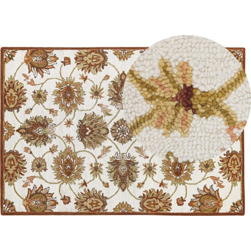 Beliani Lumarko Dywan Wełniany 140 X 200 Cm Beżowo-brązowy Ezine!