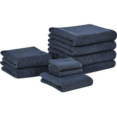 Beliani Komplet 9 ręczników bawełnianych frotte ciemnoniebieski MITIARO Lumarko!