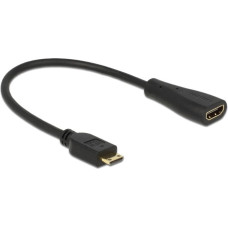 Delock Kabel HDMI mini C Stecker > HDMI-A Buchse (schwarz, 23cm)