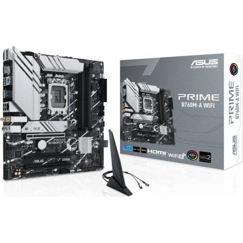 Asus Płyta główna Asus Mainboard|ASUS|Intel B760 Express|LGA1700|Micro-ATX|Memory DDR5|Memory slots 4|3xPCI-Express 4.0 16x|2xM.2|2xHDMI|1xDisplayPort|4xUSB 2.0|2xUSB 3.2|1xPS/2|1xRJ45|3xAudio port|PRIMEB760M-AWIFI