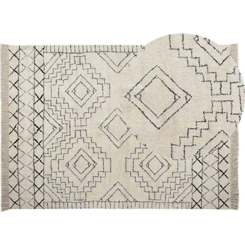 Beliani Lumarko Dywan bawełniany 140 x 200 cm beżowo-czarny ZEYNE!