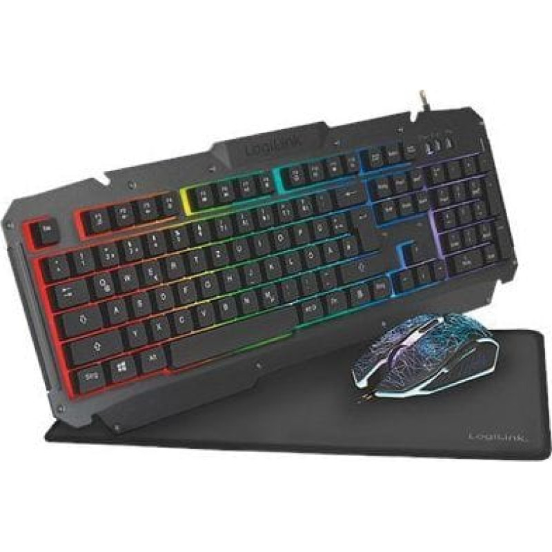 Logilink Klawiatura LogiLink Logilink Gaming-Set, keyboard, mouse and mouspad ID0185 Keyboard and Mouse Combo, Keyboard layout German