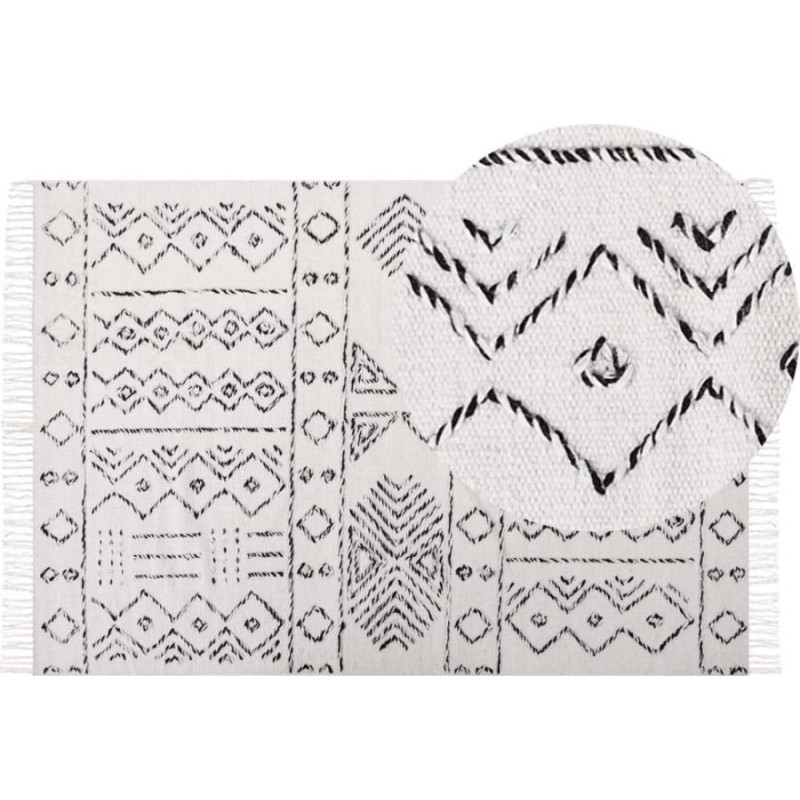 Beliani Dywan wełniany 140 x 200 cm biało-czarny ALKENT Bel