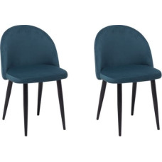 Beliani Zestaw 2 krzeseł welurowy niebieski VISALIA