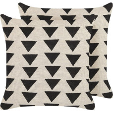 Beliani Lumarko 2 bawełniane poduszki dekoracyjne w trójkąty 45 x 45 cm beżowo-czarne CERCIS!