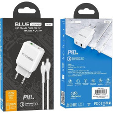 Blue Power Ładowarka Blue Power BLUE POWER ŁADOWARKA SIECIOWA PD20W+QC3.0 KABEL LIGHTNING BIAŁY standard