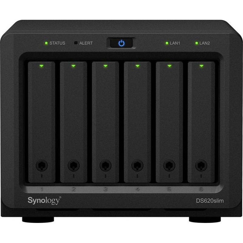 Synology DiskStation DS620SLIM NAS/krātuves serveris Darbvirsma Intel® Celeron® J3355 2 GB DDR3L DiskStation Manager Melns