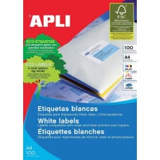 Apli Etykiety uniwersalne APLI, 63,5x38,1mm, zaokrąglone, białe 100 ark.