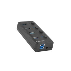 Natec USB Hub 4 Mantis 2 USB 3.0 ports with switch + power supply