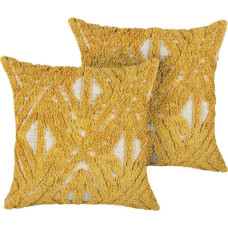 Beliani Lumarko 2 bawełniane poduszki dekoracyjne w geometryczny wzór 45 x 45 cm żółte ALCEA!
