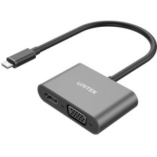 Unitek V1168A video cable adapter USB Type-C HDMI + VGA (D-Sub) Black