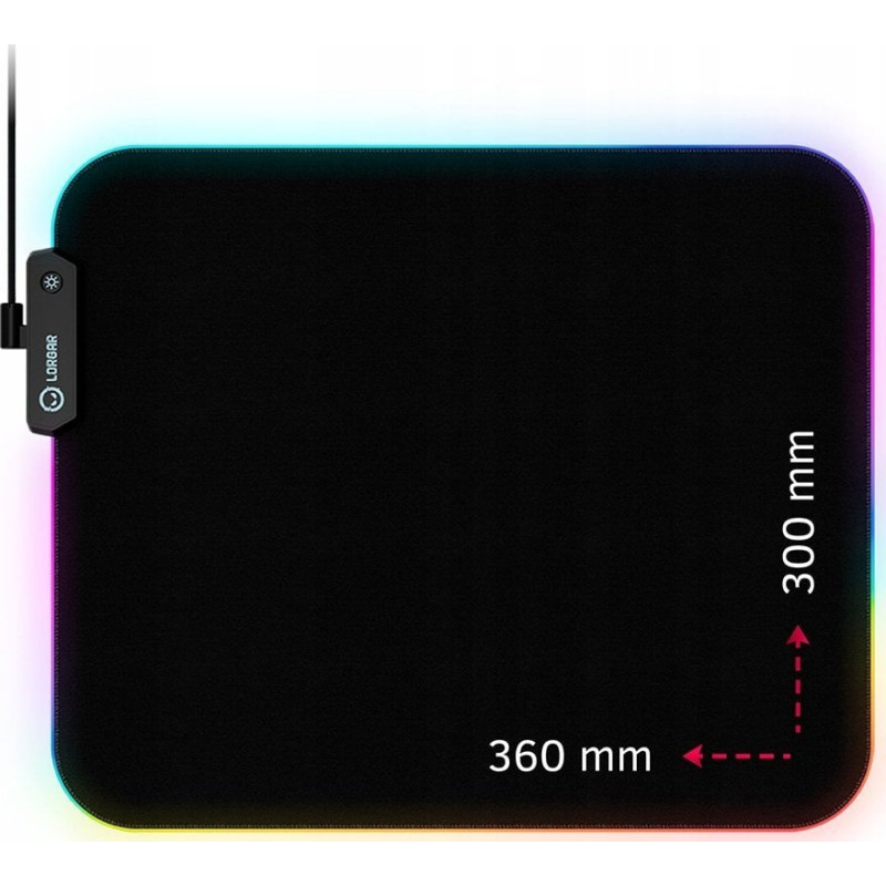 Lorgar Podkładka Lorgar Lorgar Steller 913, Gaming mouse pad, High-speed surface, anti-slip rubber base, RGB backlight, USB connection, Lorgar WP Gameware support, size: 360mm x 300mm x 3mm, weight 0.250kg