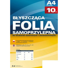 Argo Błyszcząca folia poliestrowa z klejem A4, 10 sztuk (434020)