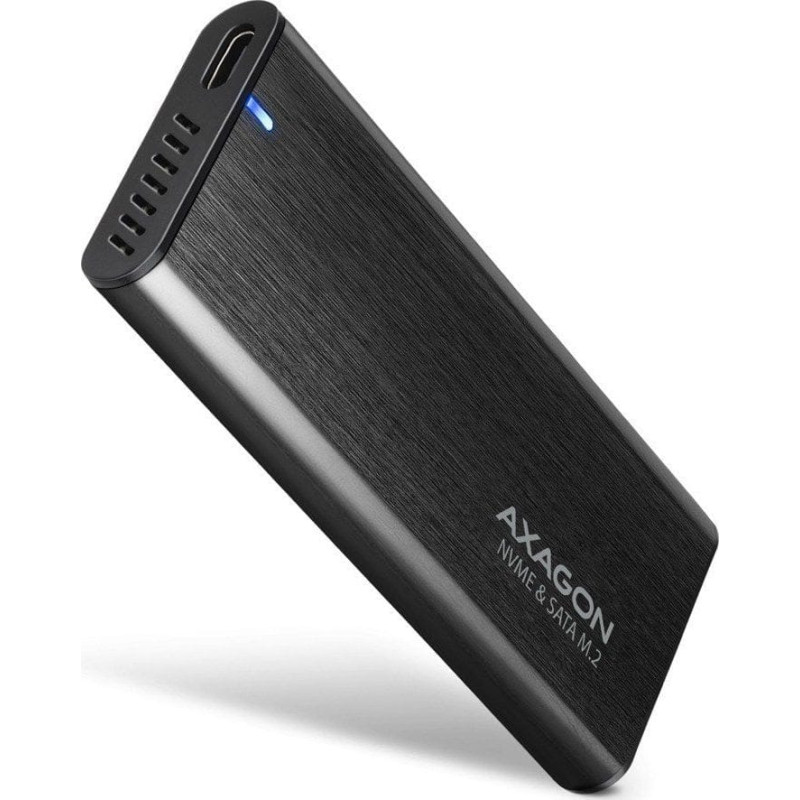 Axagon Kieszeń Axagon EEM2-SB2 Obudowa zewnętrzna aluminiowa bezrubowa USB-C 3.2 Gen 2 - M.2 NVMe / SATA SSD 30-80mm ALU pudełko czarne + USB-A - USB-C redukcja