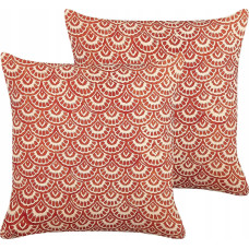 Beliani Lumarko 2 bawełniane poduszki dekoracyjne w geometryczny wzór 45 x 45 cm czerwone RHUS!