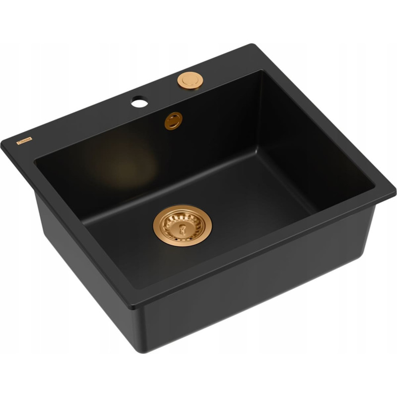 Graniteq Zlewozmywak GraniteQ MORGAN 110 GraniteQ zlewozmywak pure carbon z syfonem Push To Open kol. miedziany 1-komorowy b/o + zaczepy 4 szt