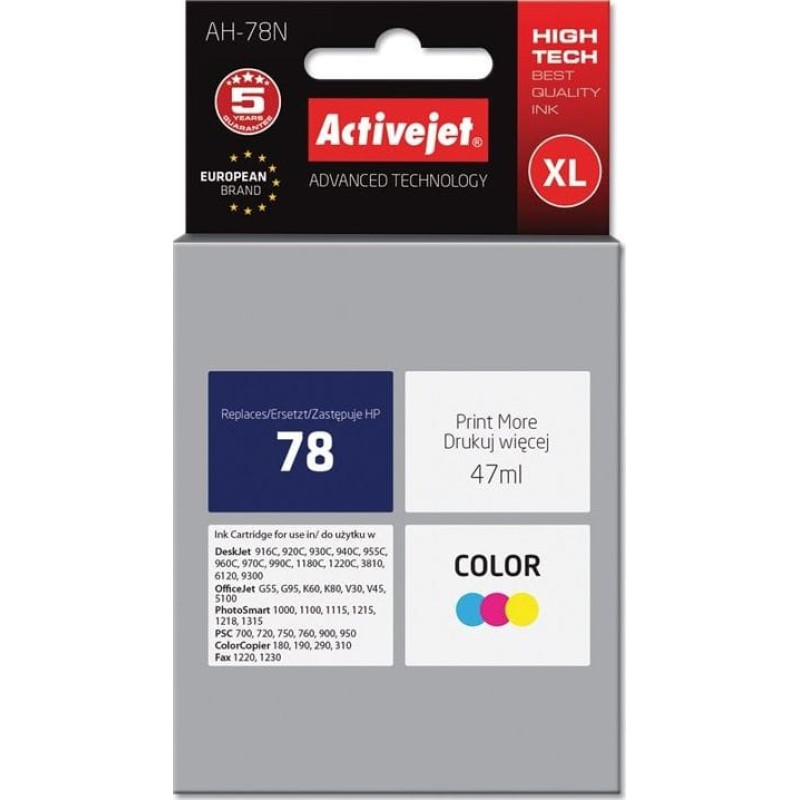 Activejet AH-78N ink for HP printer, HP 78 C6578D replacement; Supreme; 47 ml; color