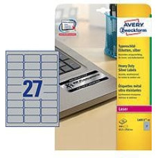 Avery Zweckform Etykiety znamionowe, srebrne 63.5x29.6mm 20 arkuszy (L6011-20)