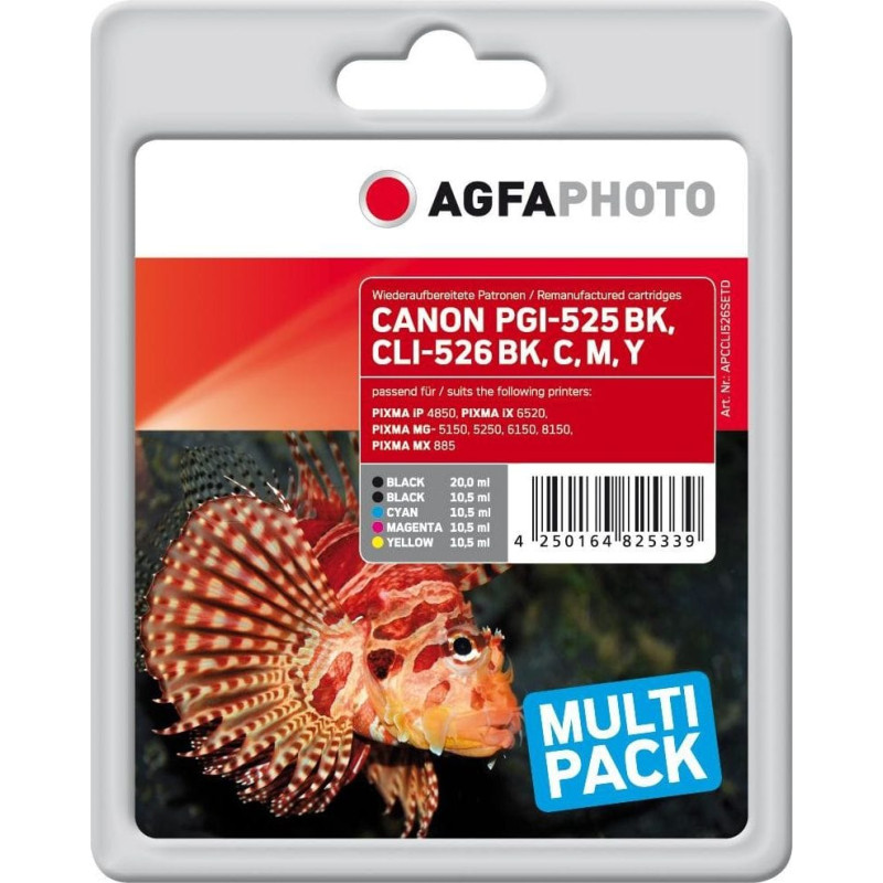 Agfaphoto Tusz AgfaPhoto Tusz APCCLI526SETD / CLI-526 PGI- 525 (Black Cyan Magenta Yellow)