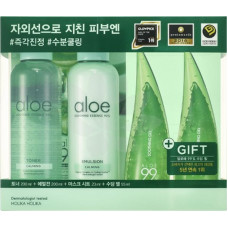 Holika Holika HOLIKA HOLIKA Aloe ZESTAW 5-elementowy EMULSJA 200ml + TONIK 200ml + ŻEL ALOESOWY 99% 2x55ml + MASECZKA