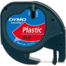 Dymo LetraTag ORIGINAL Kunststoff Schriftband schwarz auf rot (S0721630)