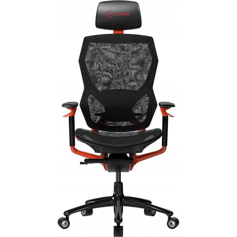 Lorgar Fotel Lorgar LORGAR Grace 855, Gaming chair, Mesh material, aluminium frame, multiblock mechanism, 3D armrests, 5 Star aluminium base, Class-4 gas lift, 60mm PU casters, Red + black