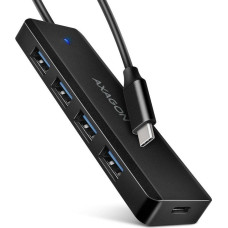 Axagon HUB USB Axagon HUE-C1C 4-portowy hub USB 5Gbps Travel, USB-C power IN, kabel Type-C 19cm, USB-C dodatkowe zasilanie