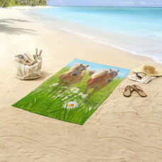 Good Morning Good Morning Ręcznik plażowy HORSES, 75x150 cm, kolorowy