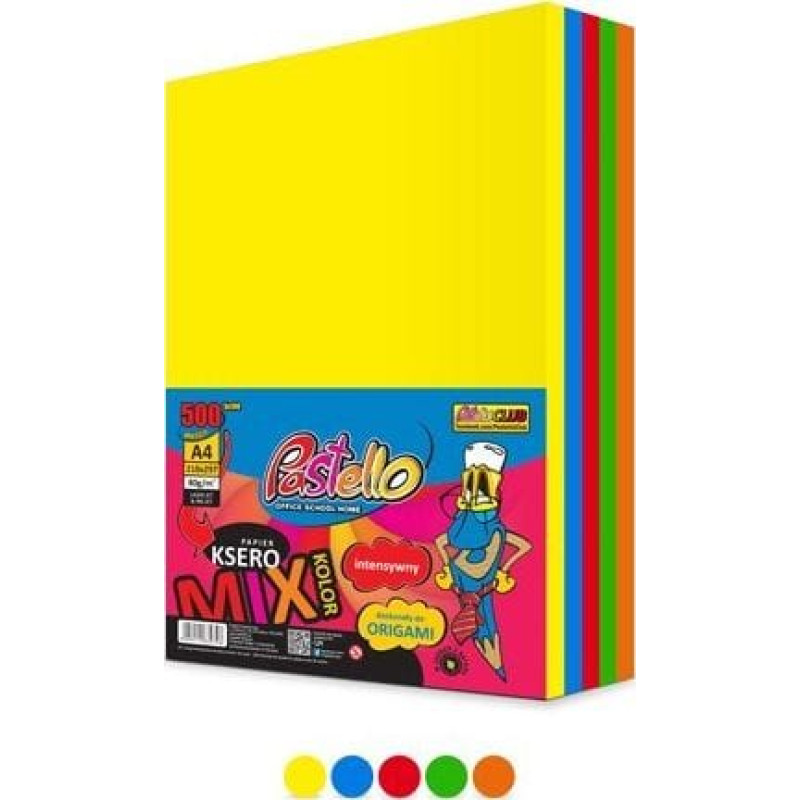 Pastello Papier ksero A4 80g mix kolorów 500 arkuszy