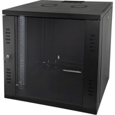 Alantec Szafa Alantec Szafa wisząca 15U, RACK, 600x450, czarna, drzwi szklane, jednoskrzydłowe, tył osłona pełna, osłony boczne zamykane na klucz, kol