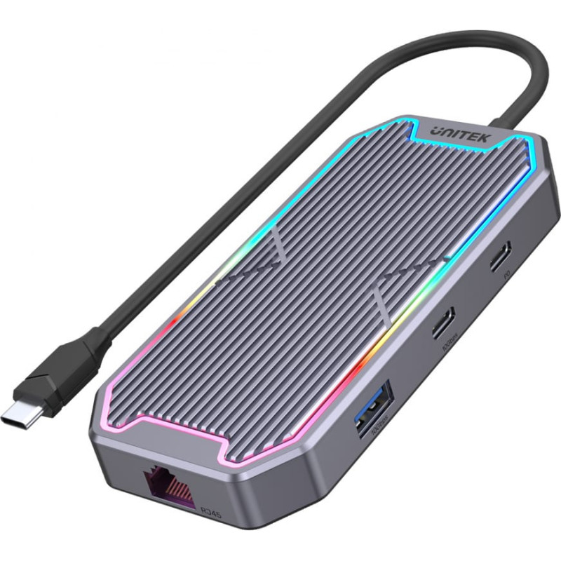 Unitek Hub USB-C, HDMI 2.0, RJ45, 3,5mm,100W 10Gbps