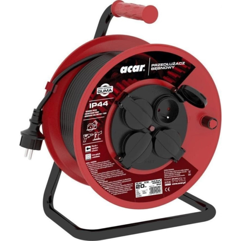Acar PZ-4Z/STM H05RR-F 3G2.5 20M ievelkams pagarinātāja kabelis