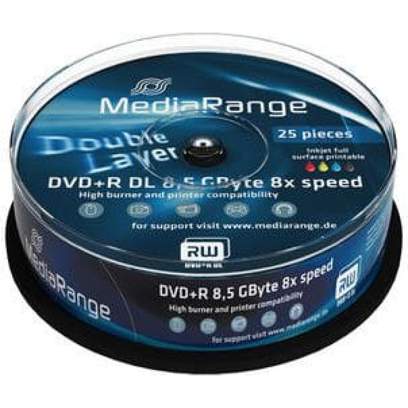 Mediarange DVD+R DL 8.5 GB 8x 25 sztuk (MR474)