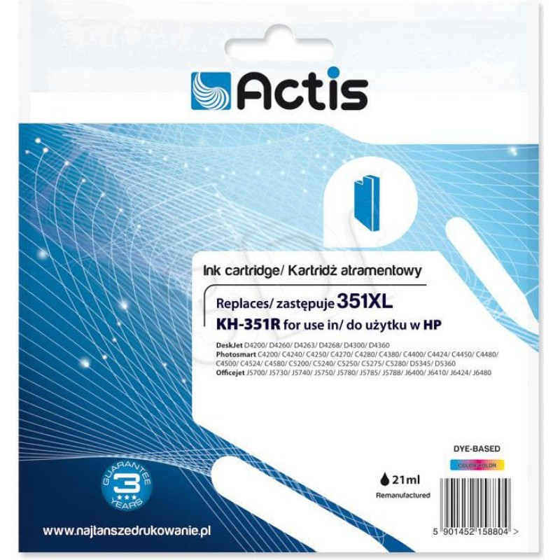 Actis KH-351R ink for HP printer; HP 351XL CB338EE replacement; Standard; 21 ml; color
