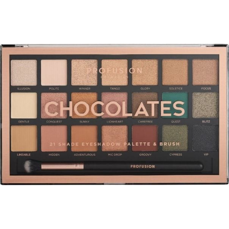 Profusion Profusion Chocolates Eyeshadow Palette paleta 21 cieni do powiek z pędzelkiem