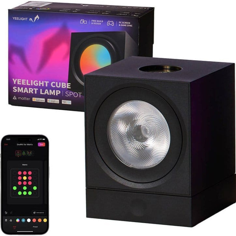 Yeelight Spēļu gaismas panelis SMART CUBE LIGHT SPOT pamatne (YLFWD-0008) Melns