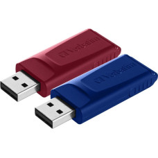 Verbatim Pendrive Verbatim Verbatim USB flash disk, USB 2.0, 32GB, Slider, niebieski, czerwony, 49327, USB A, usb z wysuwanym złączem. 2 szt