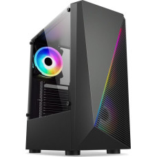 1Stcool Obudowa 1stCOOL 1stCOOL skříň SHARK 2, middle tower, AU, USB 3.0, bez zdroje, RGB fan, průhledná bočnice, černá