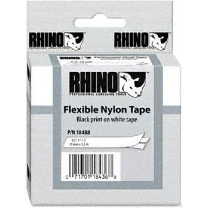 Dymo ETYKIETA RHINO 12mmx3,5m BIAŁA NYLONOWA 18488 DO OPISU KABLI I PRZEWODÓW
