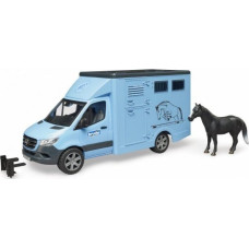 Bruder MB Sprinter animal transporter with horse, model vehicle (blue)