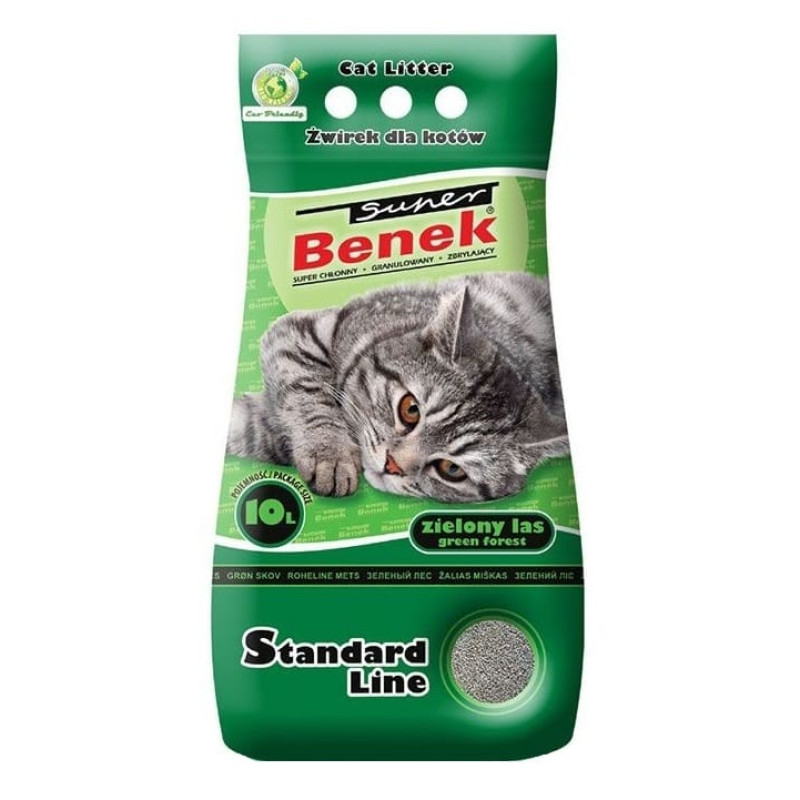 Super Benek STANDARD Cat litter Bentonite grit Green forest 10 l