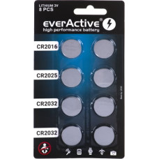 Everactive 8 lithium battery set everActive 4 x CR2032, 2 x CR2025, 2 x CR2016