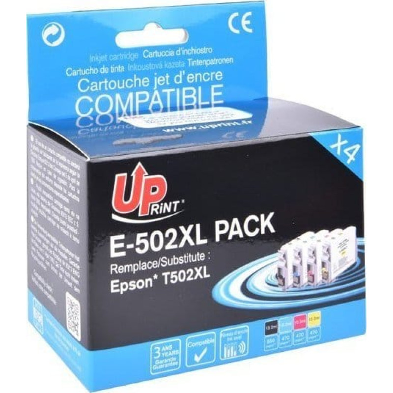 Uprint Tusz UPrint UPrint kompatybilny ink / tusz z C13T02W64010, 502XL, T02W640, CMYK, 1x550 + 3x470s, 1x13.2+3x10.2ml, E-502XL-PACK, dla Epson XP-5